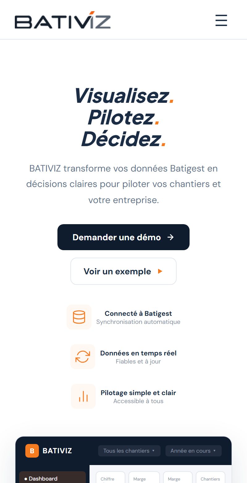 Version mobile du site Bativiz